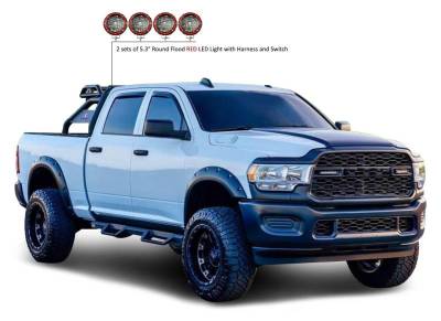 Black Horse Off Road - ATLAS Roll Bar Kit-With 2 Set of 5.3" Black Trim Rings LED Flood Lights-Black-Silverado/Sierra 14+,Ford F-150 15+,Dodge Ram 15+|Black Horse Off Road - Image 11
