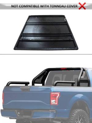 Black Horse Off Road - GLADIATOR Roll Bar Kit-With 2 Set of 5.3" Black Trim Rings LED Flood Lights-Black-Silverado/Sierra 14+,Ford F-150 15+,Dodge Ram 15+|Black Horse Off Road - Image 21