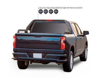Black Horse Off Road - GLADIATOR Roll Bar Kit-With 2 Set of 5.3" Black Trim Rings LED Flood Lights-Black-Silverado/Sierra 14+,Ford F-150 15+,Dodge Ram 15+|Black Horse Off Road - Image 36