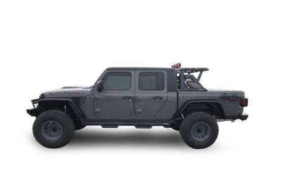 Black Horse Off Road - ARMOUR II Roll Bar W/Basket Kit-With 2 Set of 5.3".Black Trim Rings LED Flood Lights-Black-2019-2026 Jeep Gladiator|Black Horse Off Road - Image 15
