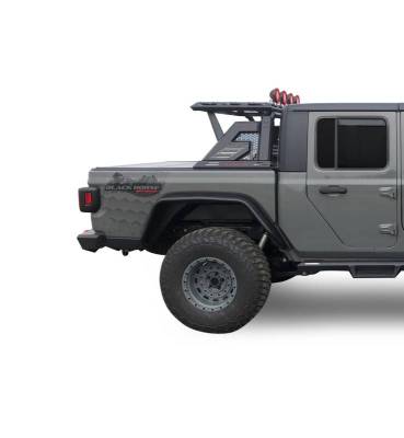 Black Horse Off Road - ARMOUR II Roll Bar W/Basket Kit-With 2 Set of 5.3".Black Trim Rings LED Flood Lights-Black-2019-2026 Jeep Gladiator|Black Horse Off Road - Image 25