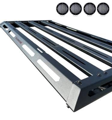 ARMOUR II Basket Kit-With 2 Set of 5.3" Black Trim Rings LED Flood Lights-Black-2014-2026 Chevrolet Silverado 1500|2014-2026 GMC Sierra 1500|2015-2026 Ford F-150|2015-2026 Ram 1500|2007-2026 Toyota Tundra|Black Horse Off Road