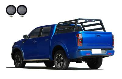 Black Horse Off Road - Traveler Overland Utility Bed Rack Kit-With 2 Set of 5.3".Black Trim Rings LED Flood Lights-Black-Midsize- Half Ton- Three Quarter Ton Trucks-800 Lbs Capacity|Black Horse Off Road - Image 9