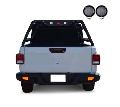 Black Horse Off Road - Traveler Overland Utility Bed Rack Kit-With 2 Set of 5.3".Black Trim Rings LED Flood Lights-Black-Midsize- Half Ton- Three Quarter Ton Trucks-800 Lbs Capacity|Black Horse Off Road - Image 13