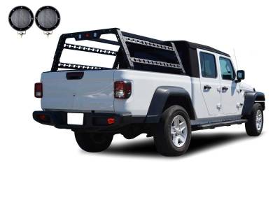 Black Horse Off Road - Traveler Overland Utility Bed Rack Kit-With 2 Set of 5.3".Black Trim Rings LED Flood Lights-Black-Midsize- Half Ton- Three Quarter Ton Trucks-800 Lbs Capacity|Black Horse Off Road - Image 15