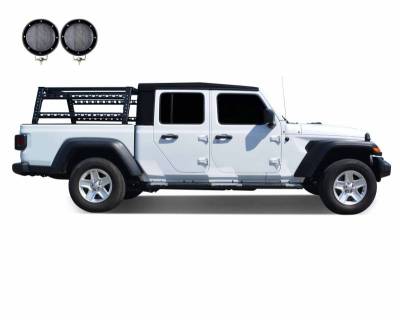 Black Horse Off Road - Traveler Overland Utility Bed Rack Kit-With 2 Set of 5.3".Black Trim Rings LED Flood Lights-Black-Midsize- Half Ton- Three Quarter Ton Trucks-800 Lbs Capacity|Black Horse Off Road - Image 18
