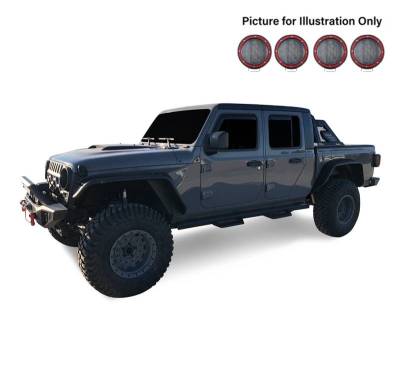 Black Horse Off Road - ARMOUR II Roll Bar Kit-With 2 Set of 5.3" Black Trim Rings LED Flood Lights-Black-2019-2026 Jeep Gladiator|Black Horse Off Road - Image 3