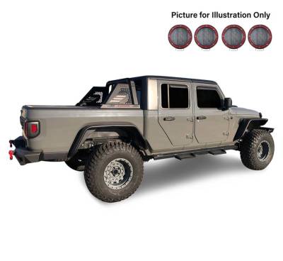 Black Horse Off Road - ARMOUR II Roll Bar Kit-With 2 Set of 5.3" Black Trim Rings LED Flood Lights-Black-2019-2026 Jeep Gladiator|Black Horse Off Road - Image 5