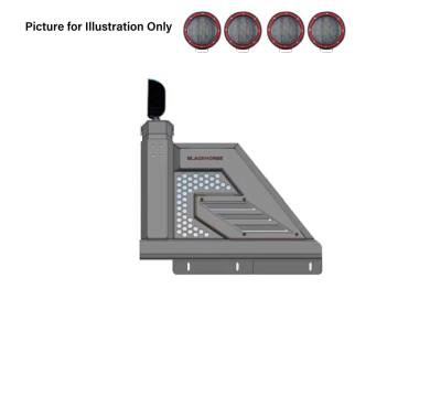 Black Horse Off Road - ARMOUR II Roll Bar Kit-With 2 Set of 5.3" Black Trim Rings LED Flood Lights-Black-2019-2026 Jeep Gladiator|Black Horse Off Road - Image 9