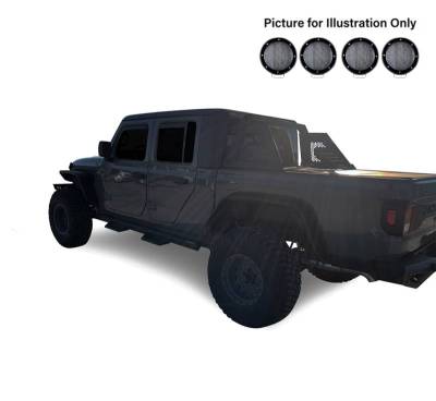 Black Horse Off Road - ARMOUR II Roll Bar Kit-With 2 Set of 5.3" Black Trim Rings LED Flood Lights-Black-2019-2026 Jeep Gladiator|Black Horse Off Road - Image 7