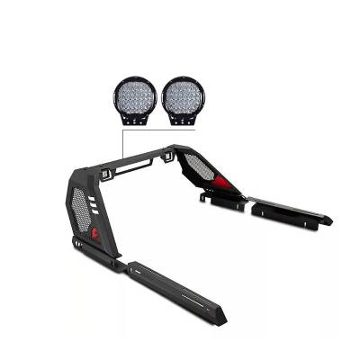 Black Horse Off Road - VIGOR Roll Bar Kit-With Set of 9" Black Round LED Light-Black-2020-2026 Jeep Gladiator|Black Horse Off Road - Image 21
