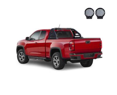 Black Horse Off Road - CLASSIC Pro Roll Bar Kit-With Set of 9" Black Round LED Light-Textured Black-2015-2026 GMC Canyon|2015-2026 Chevrolet Colorado|Black Horse Off Road - Image 14