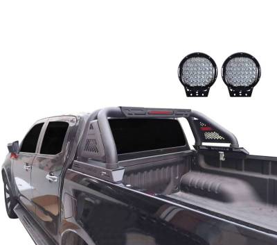 Black Horse Off Road - CLASSIC Pro Roll Bar Kit-With Set of 9" Black Round LED Light-Textured Black-2015-2026 GMC Canyon|2015-2026 Chevrolet Colorado|Black Horse Off Road - Image 17