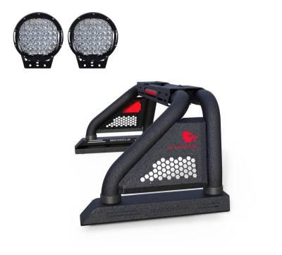 Black Horse Off Road - CLASSIC Pro Roll Bar Kit-With Set of 9" Black Round LED Light-Textured Black-2015-2026 GMC Canyon|2015-2026 Chevrolet Colorado|Black Horse Off Road - Image 25