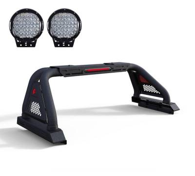 Black Horse Off Road - CLASSIC Pro Roll Bar Kit-With Set of 9" Black Round LED Light-Textured Black-2015-2026 GMC Canyon|2015-2026 Chevrolet Colorado|Black Horse Off Road - Image 23