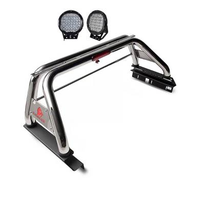 Black Horse Off Road - CLASSIC Roll Bar Kit-With Set of 9" Black Round LED Light-Stainless Steel-2005-2021 Nissan Frontier|Black Horse Off Road - Image 23