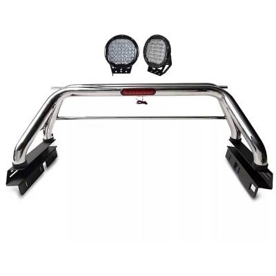 Black Horse Off Road - CLASSIC Roll Bar Kit-With Set of 9" Black Round LED Light-Stainless Steel-2005-2021 Nissan Frontier|Black Horse Off Road - Image 19