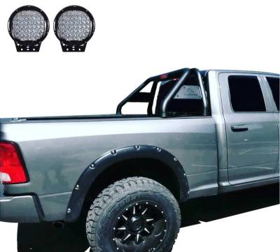 Black Horse Off Road - CLASSIC Roll Bar Kit-With Set of 9" Black Round LED Light-Black-2019-2026 Ram 1500 ( Excludes Classic model )|Black Horse Off Road - Image 9