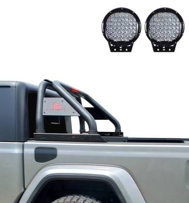 Black Horse Off Road - CLASSIC Roll Bar Kit-With Set of 9" Black Round LED Light-Black-2005-2021 Nissan Frontier|Black Horse Off Road - Image 4