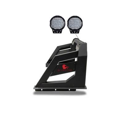 Black Horse Off Road - ARMOUR Roll Bar Kit-With Set of 9" Black Round LED Light-Matte Black-Ram,Silverado and Sierra F-150/Titan|Black Horse Off Road - Image 1