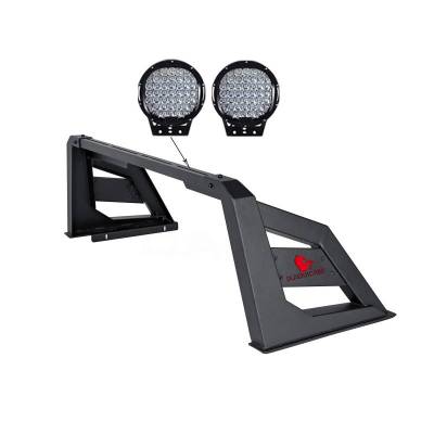 Black Horse Off Road - ARMOUR Roll Bar Kit-With Set of 9" Black Round LED Light-Matte Black-Ram,Silverado and Sierra F-150/Titan|Black Horse Off Road - Image 5