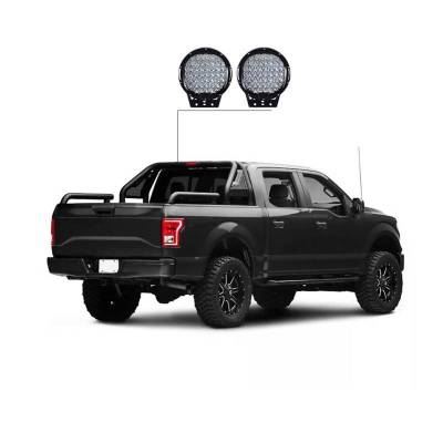 Black Horse Off Road - GLADIATOR Roll Bar Kit-With Set of 9" Black Round LED Light-Black-Silverado/Sierra 14+,Ford F-150 15+,Dodge Ram 15+|Black Horse Off Road - Image 12