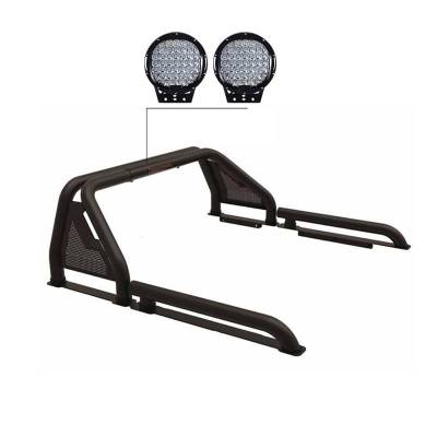 Black Horse Off Road - GLADIATOR Roll Bar Kit-With Set of 9" Black Round LED Light-Black-Silverado/Sierra 14+,Ford F-150 15+,Dodge Ram 15+|Black Horse Off Road - Image 15