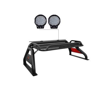 Black Horse Off Road - ATLAS Roll Bar Kit-With Set of 9" Black Round LED Light-Black-1999-2026 Ford F-250 Super Duty|1999-2026 Ford F-350 Super Duty|1999-2026 Ford F-450 Super Duty|Black Horse Off Road - Image 2