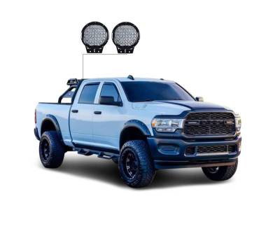 Black Horse Off Road - ATLAS Roll Bar Kit-With Set of 9" Black Round LED Light-Black-Silverado/Sierra 14+,Ford F-150 15+,Dodge Ram 15+|Black Horse Off Road - Image 5