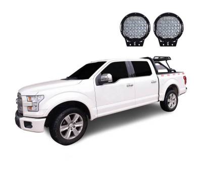 Black Horse Off Road - WARRIOR Roll Bar-With Set of 9" Black Round LED Light-Black-Silverado/Sierra 14+,Ford F-150 15+,Dodge Ram 15+|Black Horse Off Road - Image 12