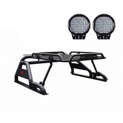 Black Horse Off Road - WARRIOR Roll Bar-With Set of 9" Black Round LED Light-Black-Silverado/Sierra 14+,Ford F-150 15+,Dodge Ram 15+|Black Horse Off Road - Image 17