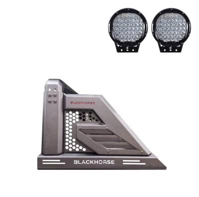 Black Horse Off Road - ARMOUR II Roll Bar Kit-With Set of 9" Black Round LED Light-Black-2005-2026 Toyota Tacoma|Black Horse Off Road - Image 2