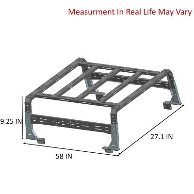 Black Horse Off Road - Traveler Overland Utility Bed Rack-Sandy Black-800 Lbs Capacity- 2014-2026 Chevrolet Silverado 1500/Ram 1500/ Ram 2500/Ram 3500/2015-2026 Ford F-150/Toyota Tundra|2016-2026 Nissan Titan|Black Horse Off Road - Image 7