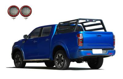 Traveler Overland Utility Bed Rack Kit-With 2 Set of 5.3"RedTrim Rings LED Flood Lights-Black-Midsize- Half Ton- Three Quarter Ton Trucks-800 Lbs Capacity|Black Horse Off Road - Image 9