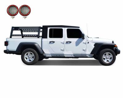 Traveler Overland Utility Bed Rack Kit-With 2 Set of 5.3"RedTrim Rings LED Flood Lights-Black-Midsize- Half Ton- Three Quarter Ton Trucks-800 Lbs Capacity|Black Horse Off Road - Image 18