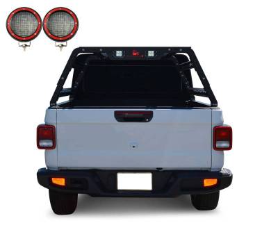 Traveler Overland Utility Bed Rack Kit-With 2 Set of 5.3"RedTrim Rings LED Flood Lights-Black-Midsize- Half Ton- Three Quarter Ton Trucks-800 Lbs Capacity|Black Horse Off Road - Image 13