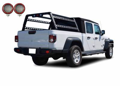 Traveler Overland Utility Bed Rack Kit-With 2 Set of 5.3"RedTrim Rings LED Flood Lights-Black-Midsize- Half Ton- Three Quarter Ton Trucks-800 Lbs Capacity|Black Horse Off Road - Image 15