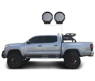 Black Horse Off Road - ATLAS Roll Bar Kit-With Set of 9" Black Round LED Light-Black-2015-2026 Toyota Tacoma|Black Horse Off Road - Image 3