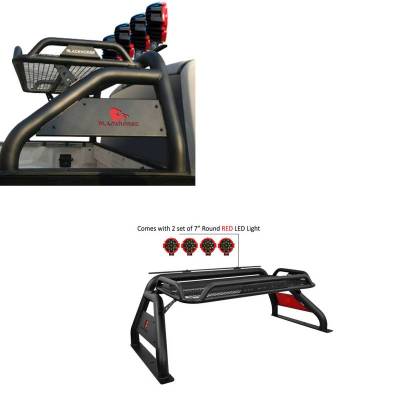 Black Horse Off Road - ATLAS Roll Bar Kit-With 2 Set of 7.0".Red Trim Rings LED Flood Lights-Black-2015-2026 Toyota Tacoma|Black Horse Off Road - Image 5