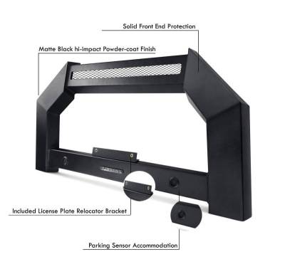 Black Horse Off Road - ARMOUR Bull Bar-Matte Black-2007-2018 Chevrolet Silverado 1500/GMC Sierra 1500|2019 Chevrolet Silverado 1500 LD/ GMC Sierra 1500 Limited|Black Horse Off Road - Image 12