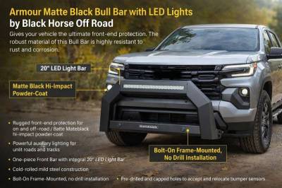 Black Horse Off Road - ARMOUR Bull Bar-Matte Black-2023-2026 Chevrolet Colorado/GMC Canyon|Black Horse Off Road - Image 3