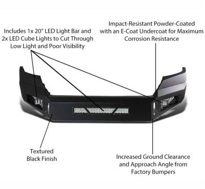 Black Horse Off Road - Armour Heavy Duty Front Bumper Kit-Matte Black-2015-2020 Chevrolet Colorado|Black Horse Off Road - Image 18