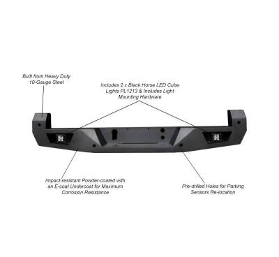 Black Horse Off Road - Armour Heavy Duty Rear Bumper Kit-Matte Black-2016-2023 Toyota Tacoma |Black Horse Off Road - Image 14