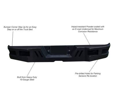 Black Horse Off Road - Armour Super Heavy Duty Rear Bumper-Matte Black-2011-2019 GMC Sierra-Chevrolet Silverado 2500 HD/3500 HD|Black Horse Off Road - Image 26