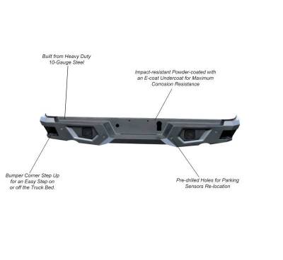 Black Horse Off Road - Armour Super Heavy Duty Rear Bumper-Matte Black-2019-2024 Ram 1500 |Black Horse Off Road - Image 16