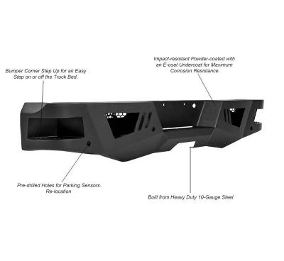 Black Horse Off Road - Armour Super Heavy Duty Rear Bumper-Matte Black-2019-2026 Chevrolet Silverado 1500/2020-2026 Chevrolet Silverado 2500-3500  |Black Horse Off Road - Image 20