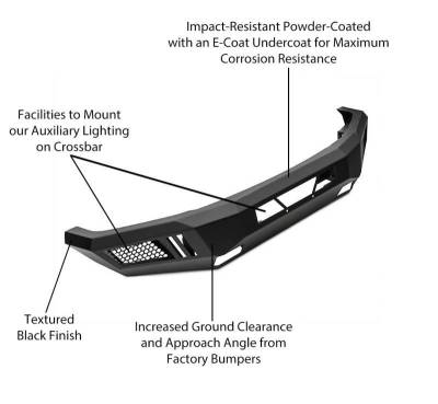 Black Horse Off Road - Armour Heavy Duty Front Bumper-Matte Black-2020-2023 Chevrolet Silverado 2500 HD/3500 HD|Black Horse Off Road - Image 3