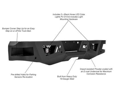 Black Horse Off Road - Armour Heavy Duty Rear Bumper Kit-Matte Black-2016-2024 Nissan Titan XD|Black Horse Off Road - Image 7