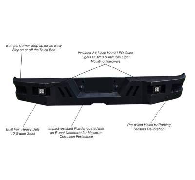 Black Horse Off Road - Armour Super Heavy Duty Rear Bumper-Matte Black-2010-2026 Ram 2500-3500|Black Horse Off Road - Image 18