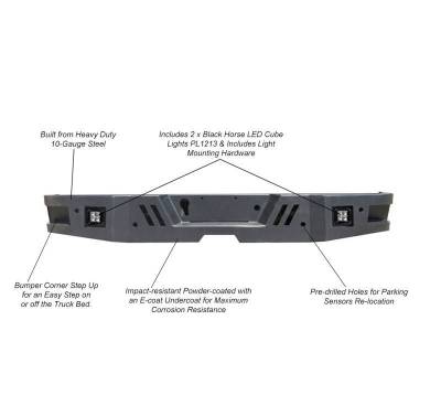 Black Horse Off Road - Armour Super Heavy Duty Rear Bumper-Matte Black-2014-2021 Toyota Tundra|Black Horse Off Road - Image 12